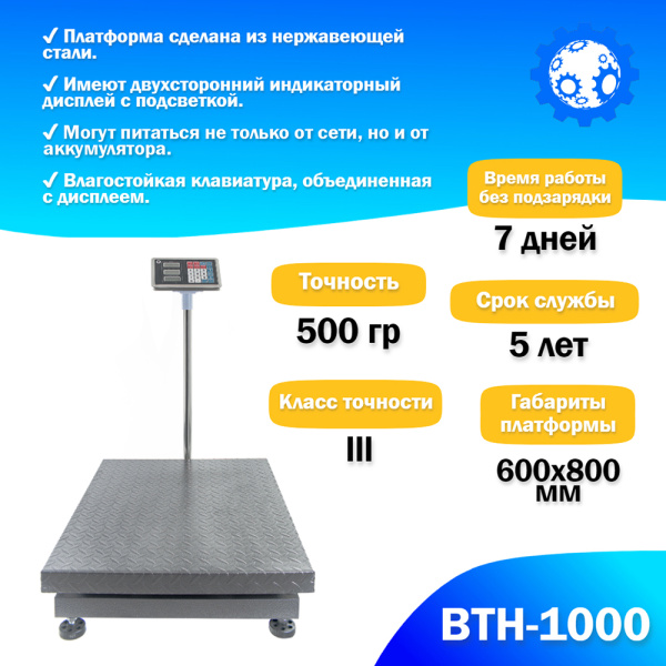 Напольные торговые весы 1000кг/500гр Foodatlas ВТН-1000 (05808232069) распродажа